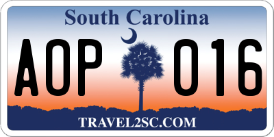 SC license plate AOP016