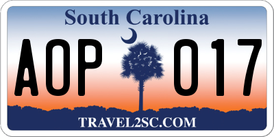 SC license plate AOP017