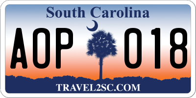 SC license plate AOP018