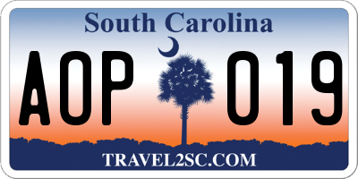 SC license plate AOP019