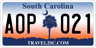 SC license plate AOP021