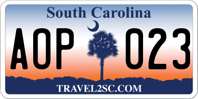 SC license plate AOP023