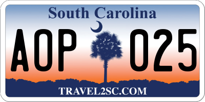 SC license plate AOP025
