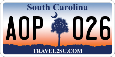 SC license plate AOP026