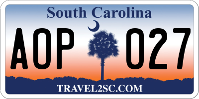 SC license plate AOP027