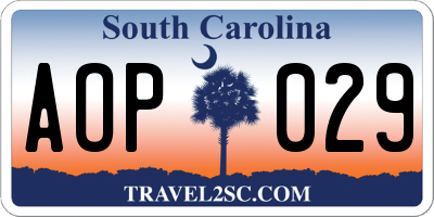 SC license plate AOP029