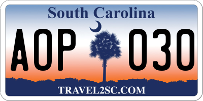 SC license plate AOP030