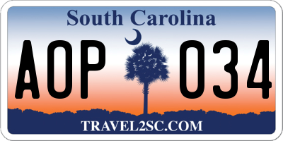 SC license plate AOP034
