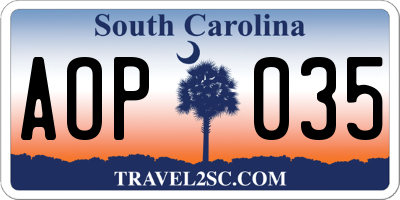 SC license plate AOP035