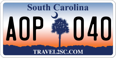 SC license plate AOP040