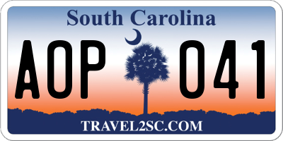SC license plate AOP041