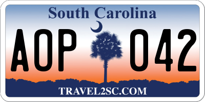 SC license plate AOP042