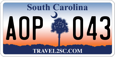 SC license plate AOP043