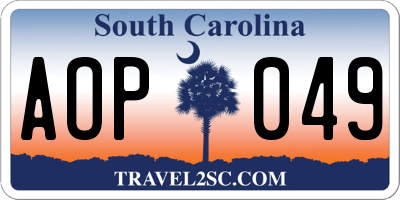 SC license plate AOP049