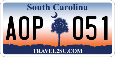 SC license plate AOP051
