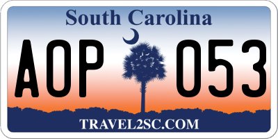 SC license plate AOP053