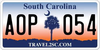 SC license plate AOP054