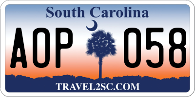 SC license plate AOP058