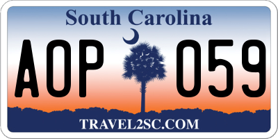 SC license plate AOP059