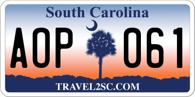 SC license plate AOP061