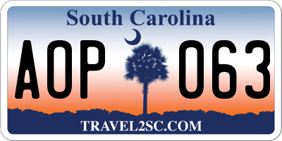 SC license plate AOP063