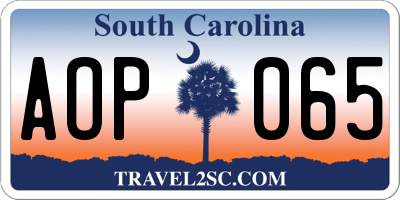 SC license plate AOP065