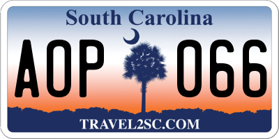 SC license plate AOP066