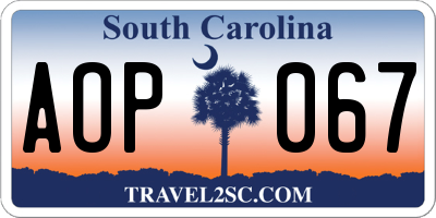 SC license plate AOP067
