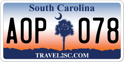 SC license plate AOP078