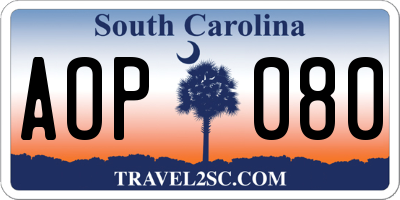 SC license plate AOP080