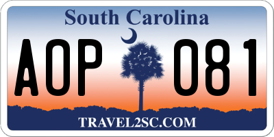 SC license plate AOP081