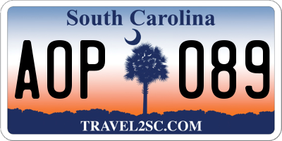 SC license plate AOP089