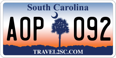 SC license plate AOP092