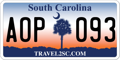 SC license plate AOP093
