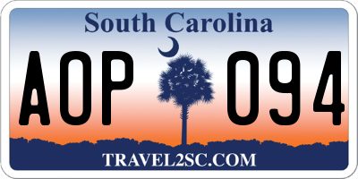 SC license plate AOP094