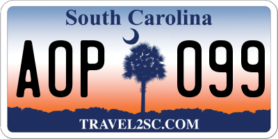 SC license plate AOP099