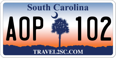 SC license plate AOP102