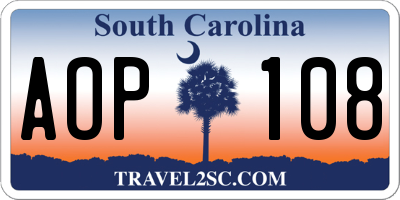 SC license plate AOP108