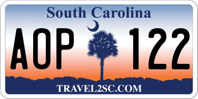 SC license plate AOP122