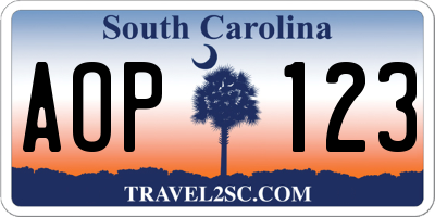 SC license plate AOP123