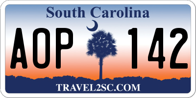 SC license plate AOP142