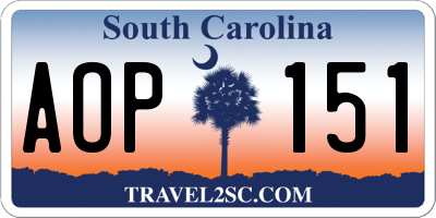 SC license plate AOP151