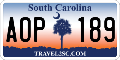 SC license plate AOP189
