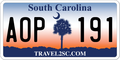 SC license plate AOP191