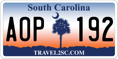 SC license plate AOP192