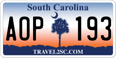 SC license plate AOP193