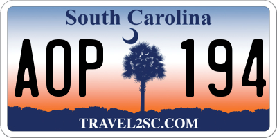 SC license plate AOP194