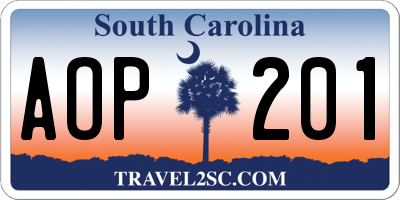 SC license plate AOP201