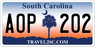 SC license plate AOP202