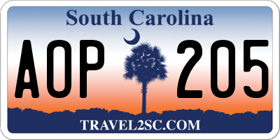 SC license plate AOP205